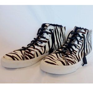 NEW Rebecca Minkoff x Sperry 7 Zebra Print Genuine Calf Hair High Top Sneakers